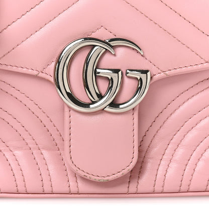 Gucci Calfskin Matelasse Mini GG Marmont Top Handle Shoulder Bag Wild Rose 8 of 10
