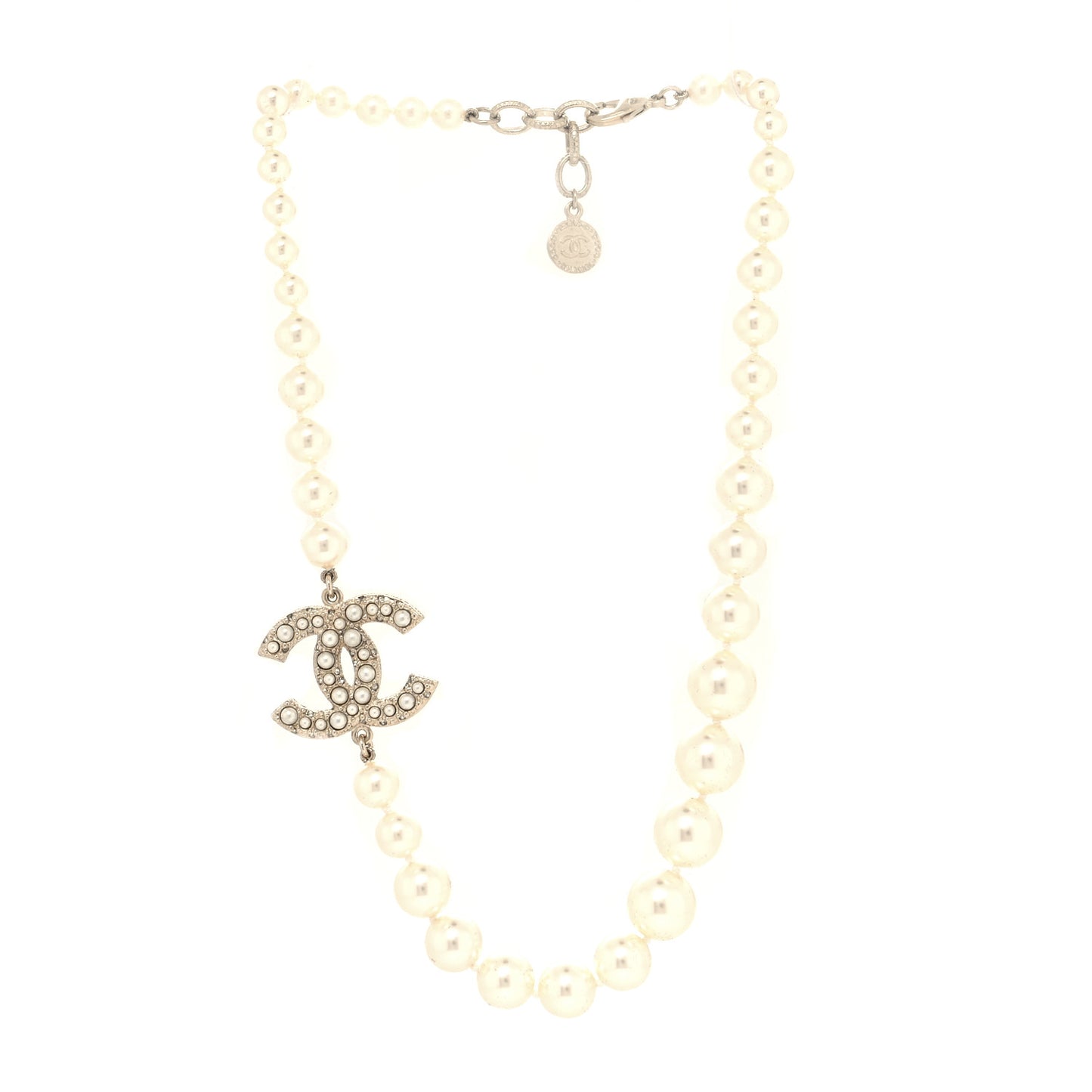 Graduated Pearl CC Short Necklace Gold
