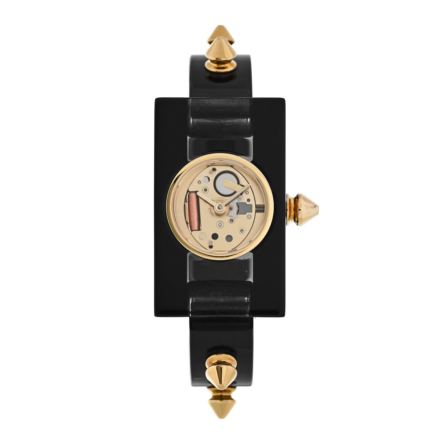 Gucci Stainless Steel Plexiglass 24mm Skeleton Stud Quartz Watch Black 1 of 4