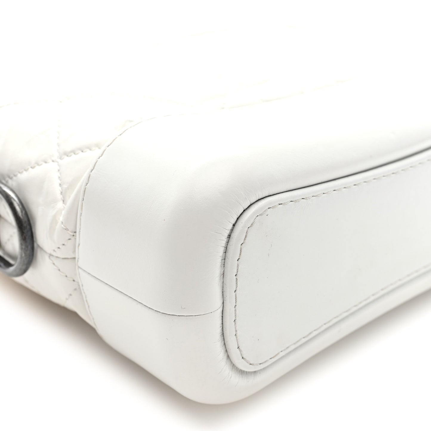 Aged Calfskin Quilted Small Gabrielle Hobo White