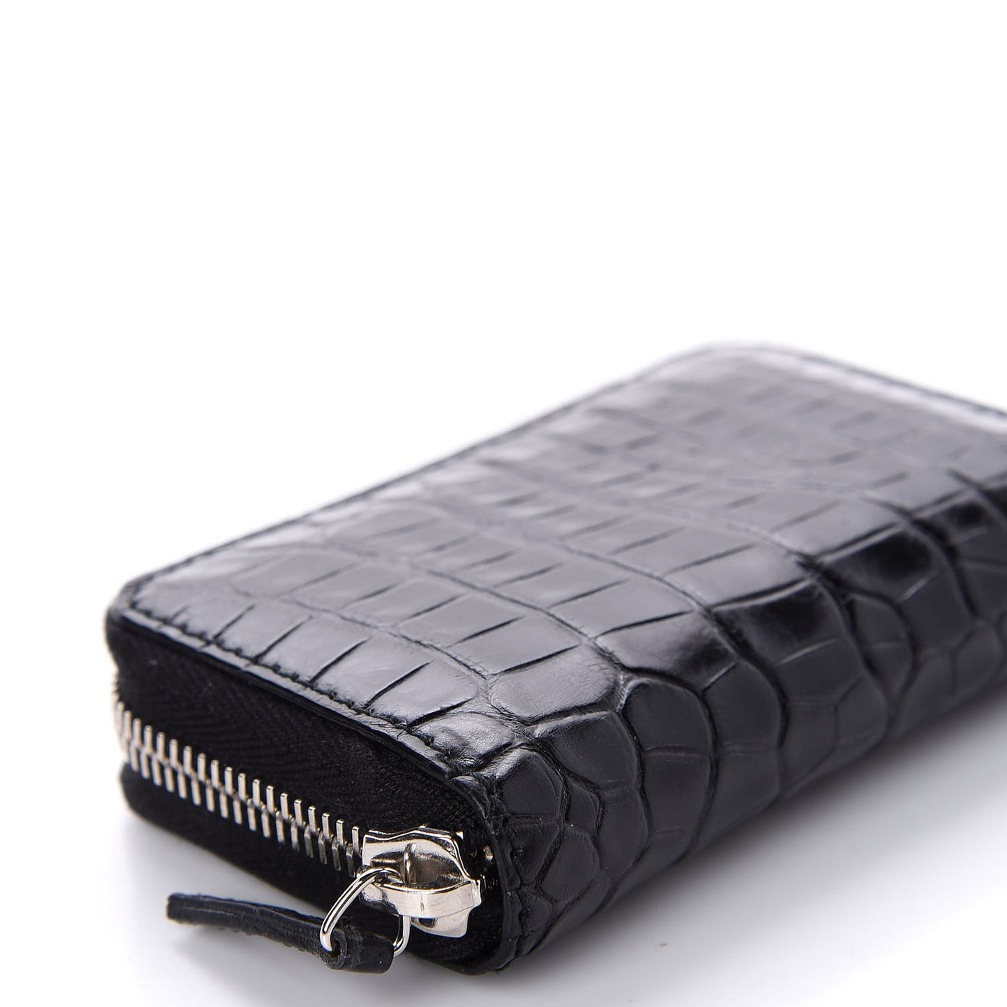 Crocodile Zip Around Card Case Black