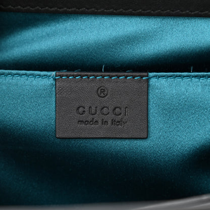 Gucci Suede Patent Web Dragon Embroidered Small Ophidia Chain Shoulder Bag Blue Black 6 of 10