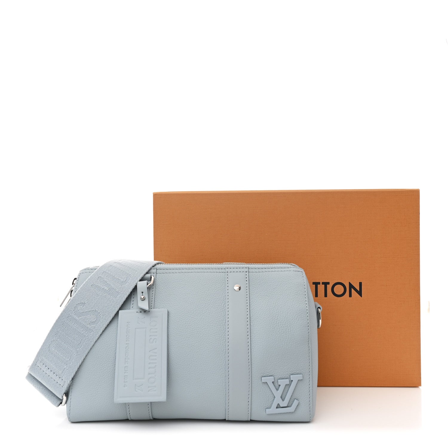 Louis Vuitton Grained Calfskin Aerogram City Keepall Cloud Blue
