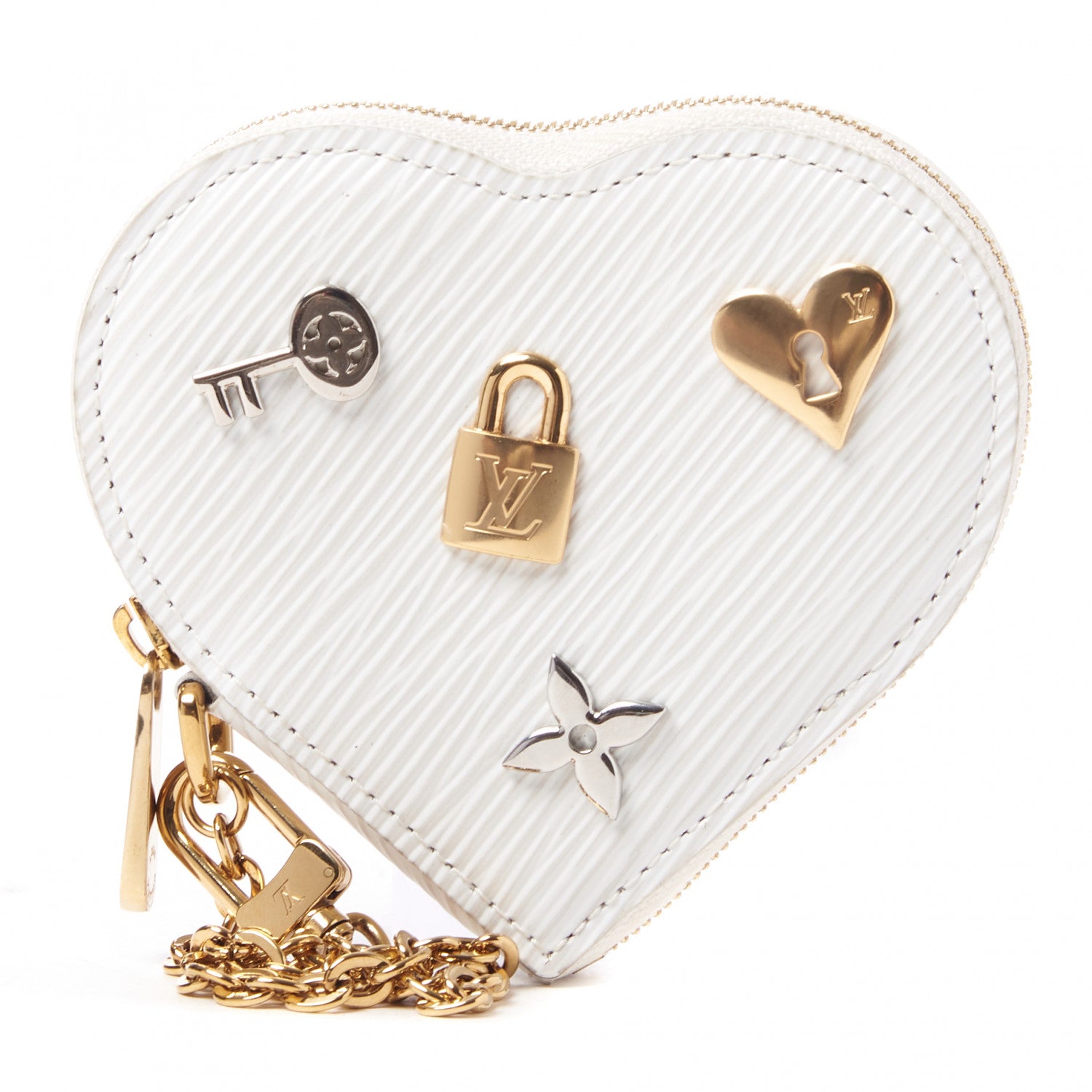 Louis Vuitton Epi Love Lock Heart Coin Purse White 1 of 9