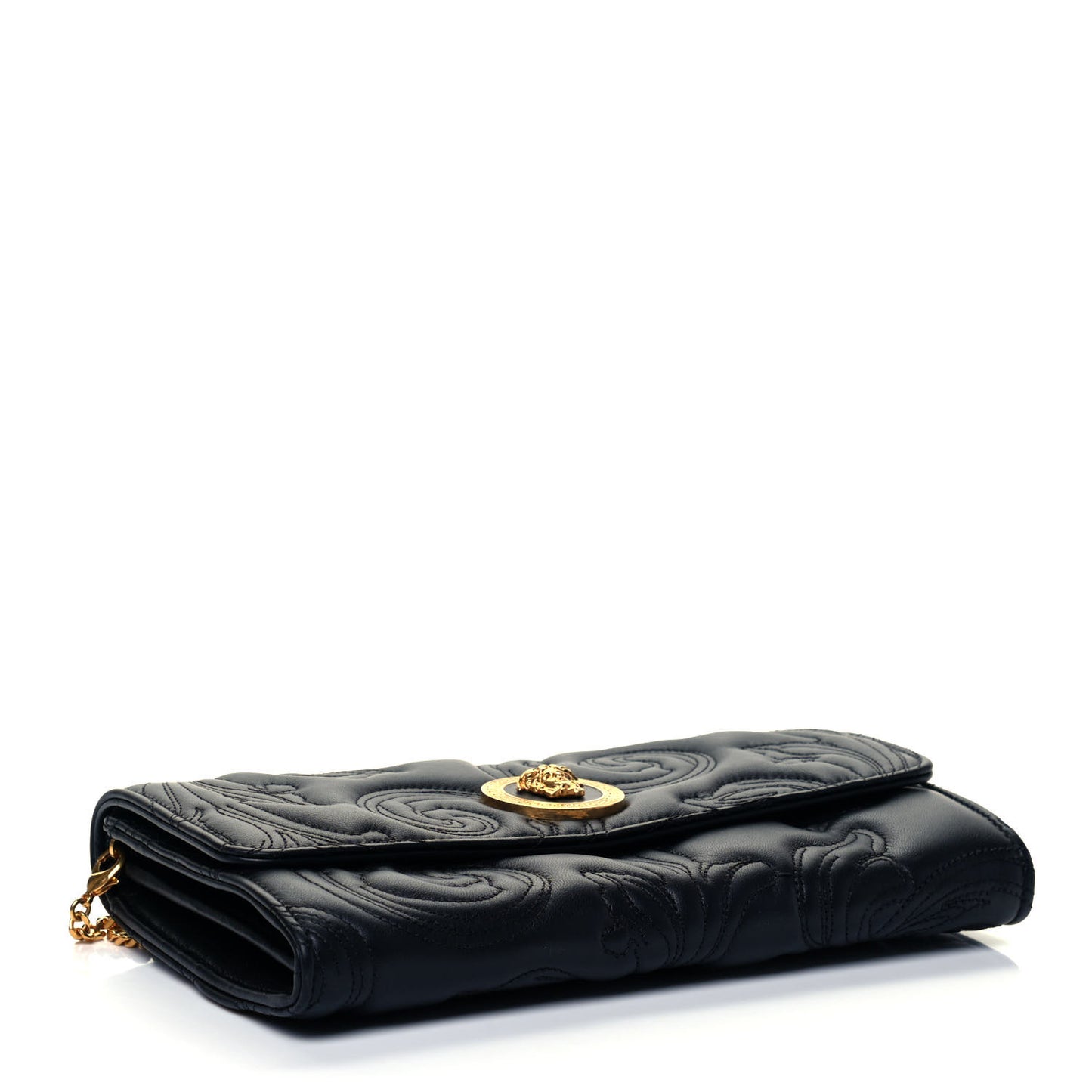 Nappa Barocco Quilted Medusa Wallet On Chain Crossbody Black