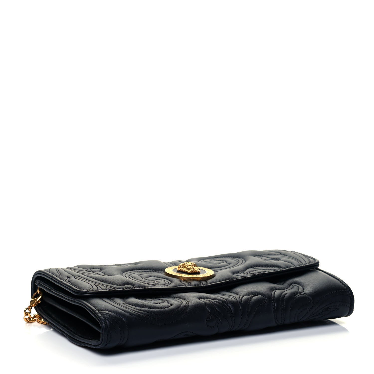 Versace Nappa Barocco Quilted Medusa Wallet On Chain Crossbody Black 4 of 9