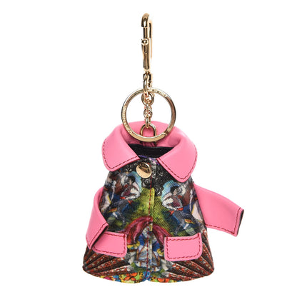 Dolce & Gabbana Lambskin Fabric Printed Coat Key Holder Pink 1 of 8
