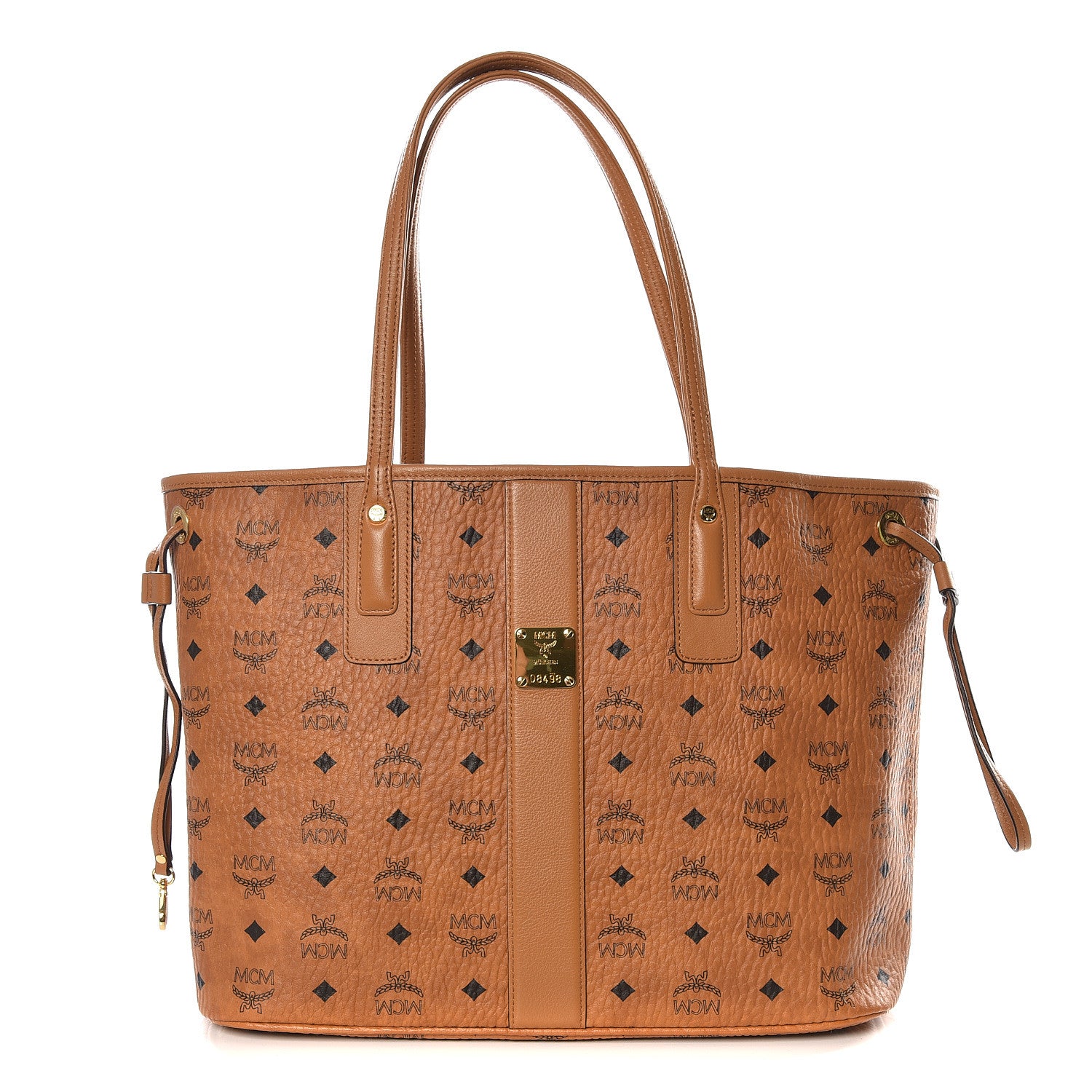 MCM Visetos Medium Liz Reversible Shopper Tote Cognac 1 of 9
