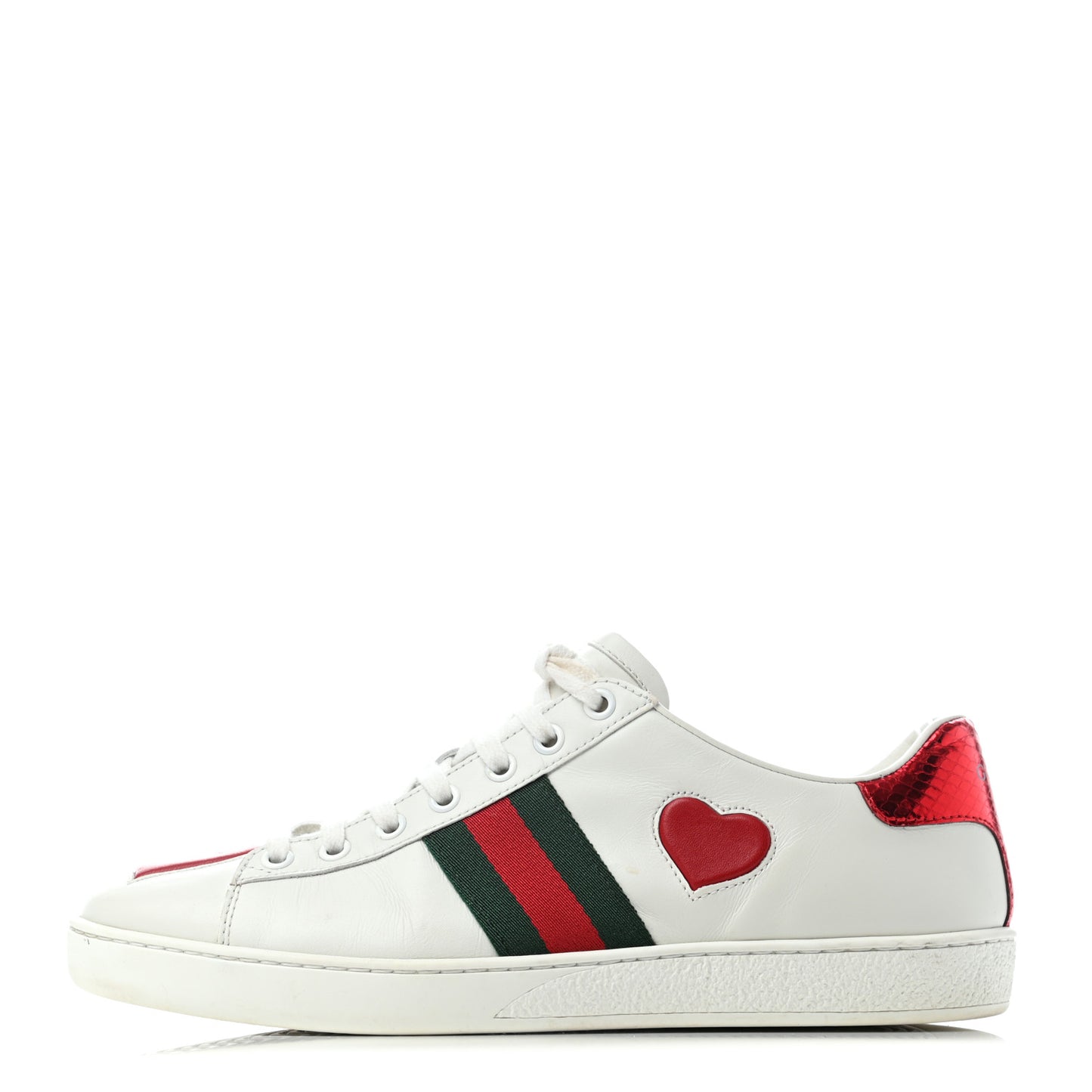 Calfskin Ayers Web Heart Embroidered Womens Ace Sneakers 39 White