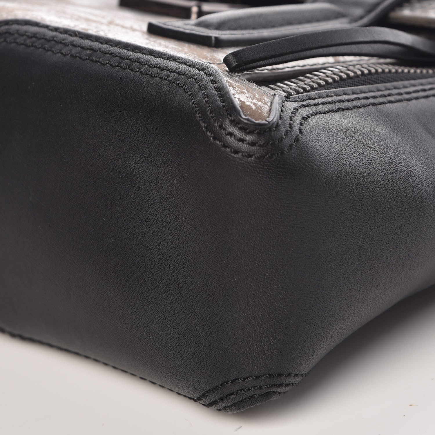 3.1 Phillip Lim 3.1 Metallic Calfskin Shark Embossed Mini Pashli Satchel Black Gunmetal 9 of 10