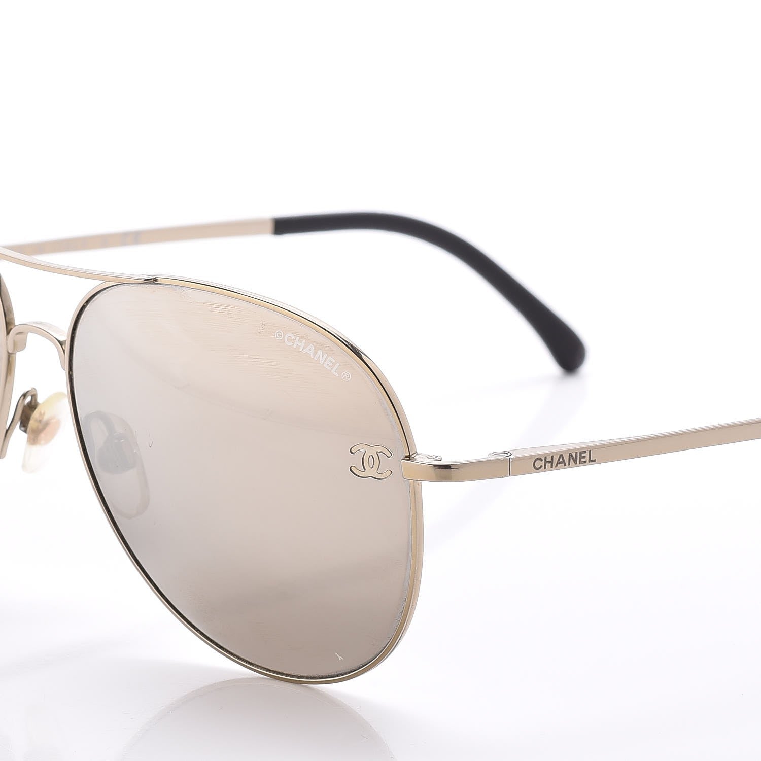 Chanel Polarized CC Aviator Sunglasses 4189-T-Q Pale Gold 5 of 8