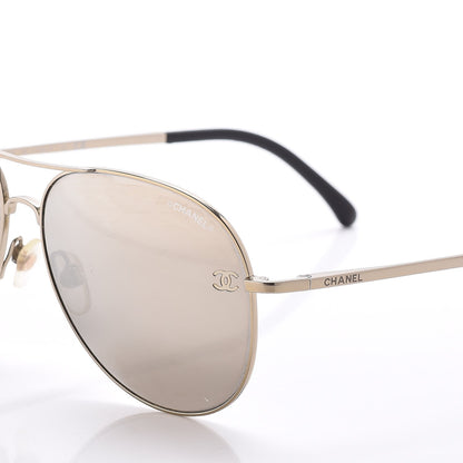 Chanel Polarized CC Aviator Sunglasses 4189-T-Q Pale Gold 5 of 8
