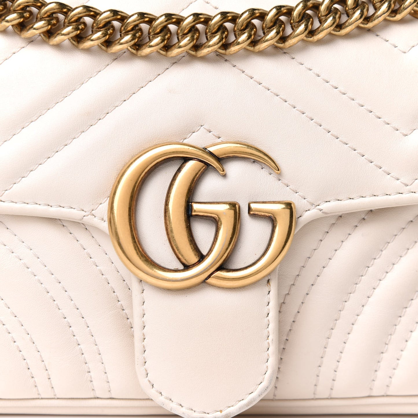 Calfskin Matelasse Mini GG Marmont Shoulder Bag White