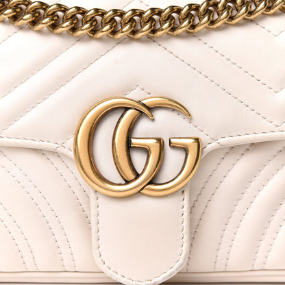 Gucci Calfskin Matelasse Mini GG Marmont Shoulder Bag White 9 of 11