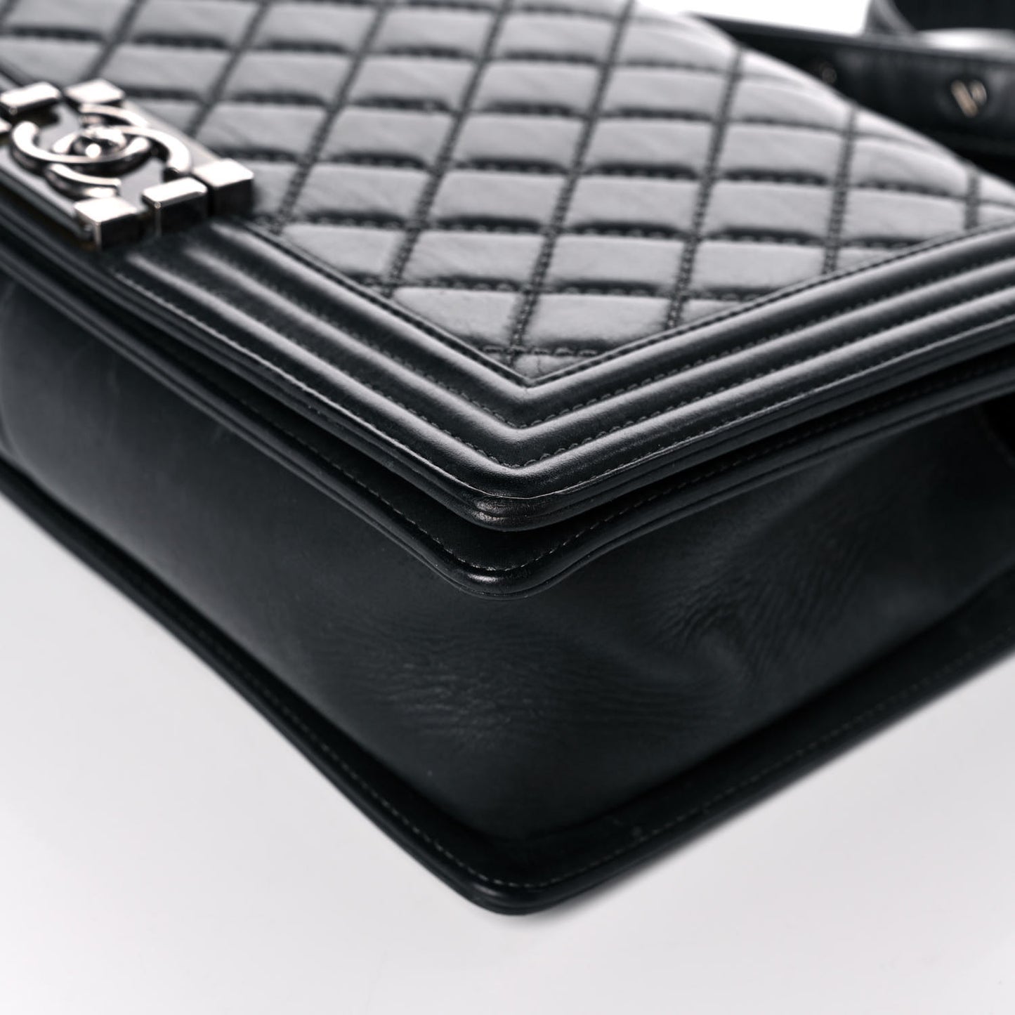 Calfskin Quilted Stitched New Medium Boy Flap Dark Navy Blue