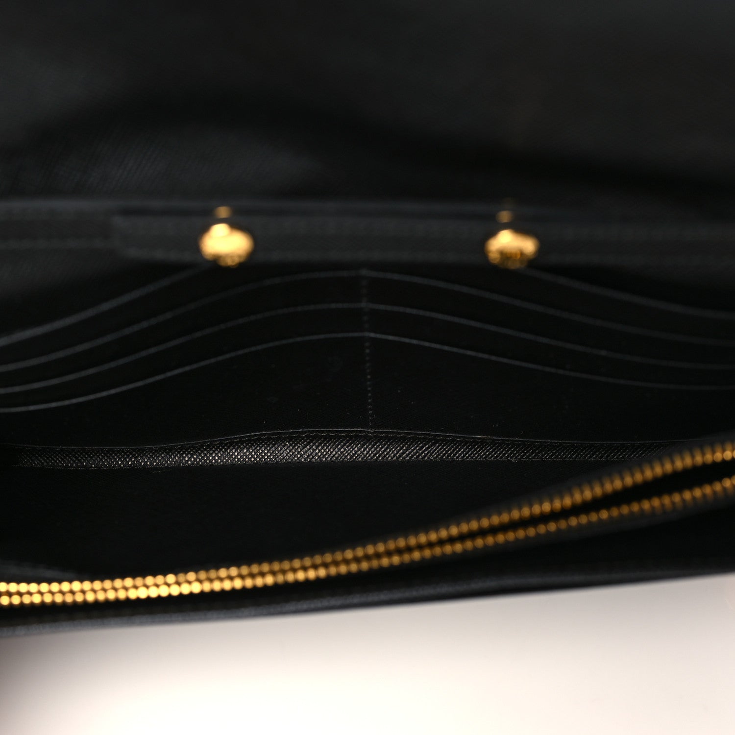 Prada Saffiano Metal Oro Chain Wallet Black 5 of 10