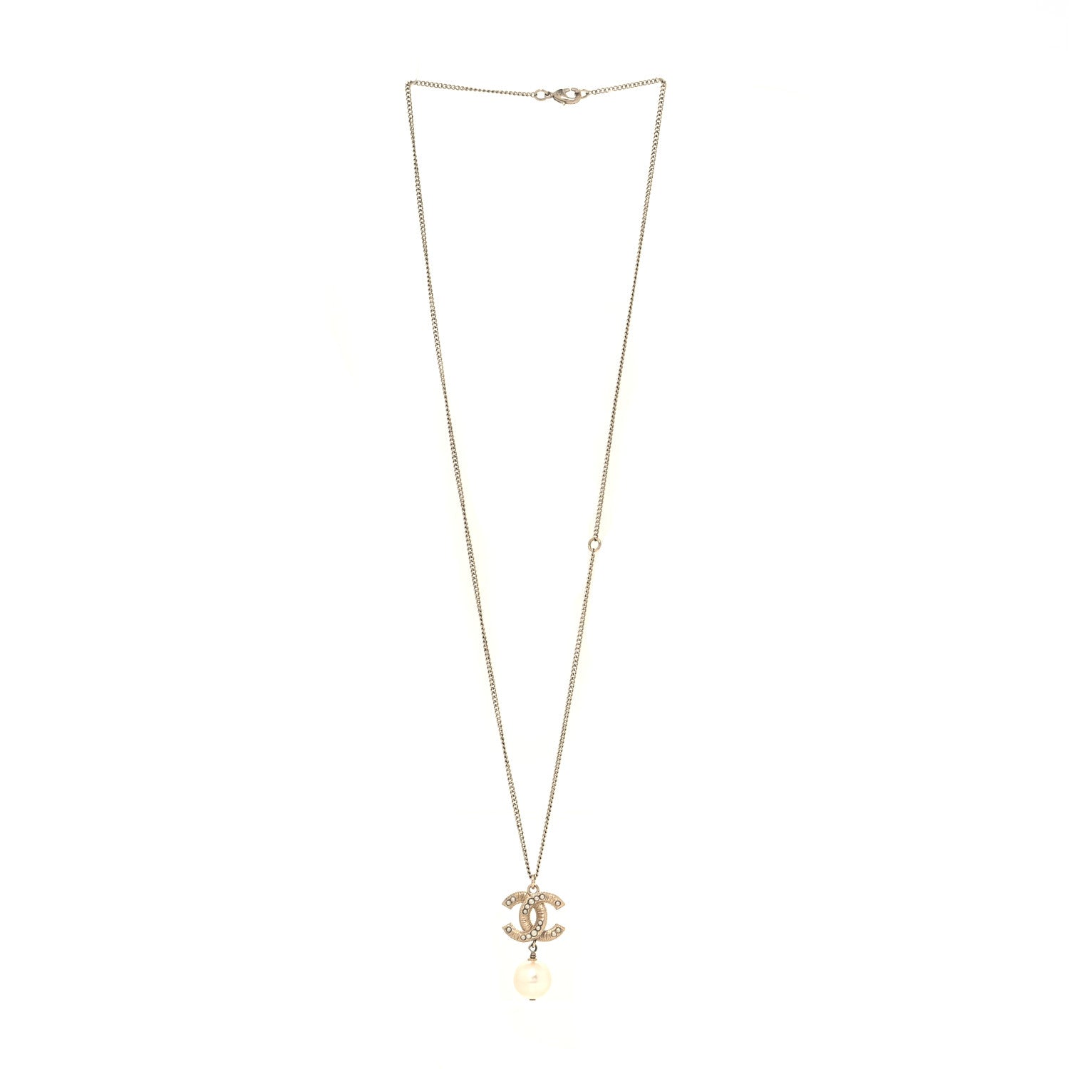 Chanel Pearl CC Drop Necklace Gold 3 of 5