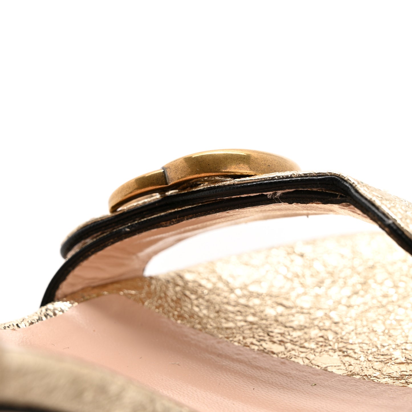 Galassia GG Marmont Ankle Wrap 75mm Platform Sandals 35 Platino