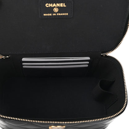 Chanel Lambskin Quilted Small Top Handle Vanity Case With Chain Black 5 of 11
