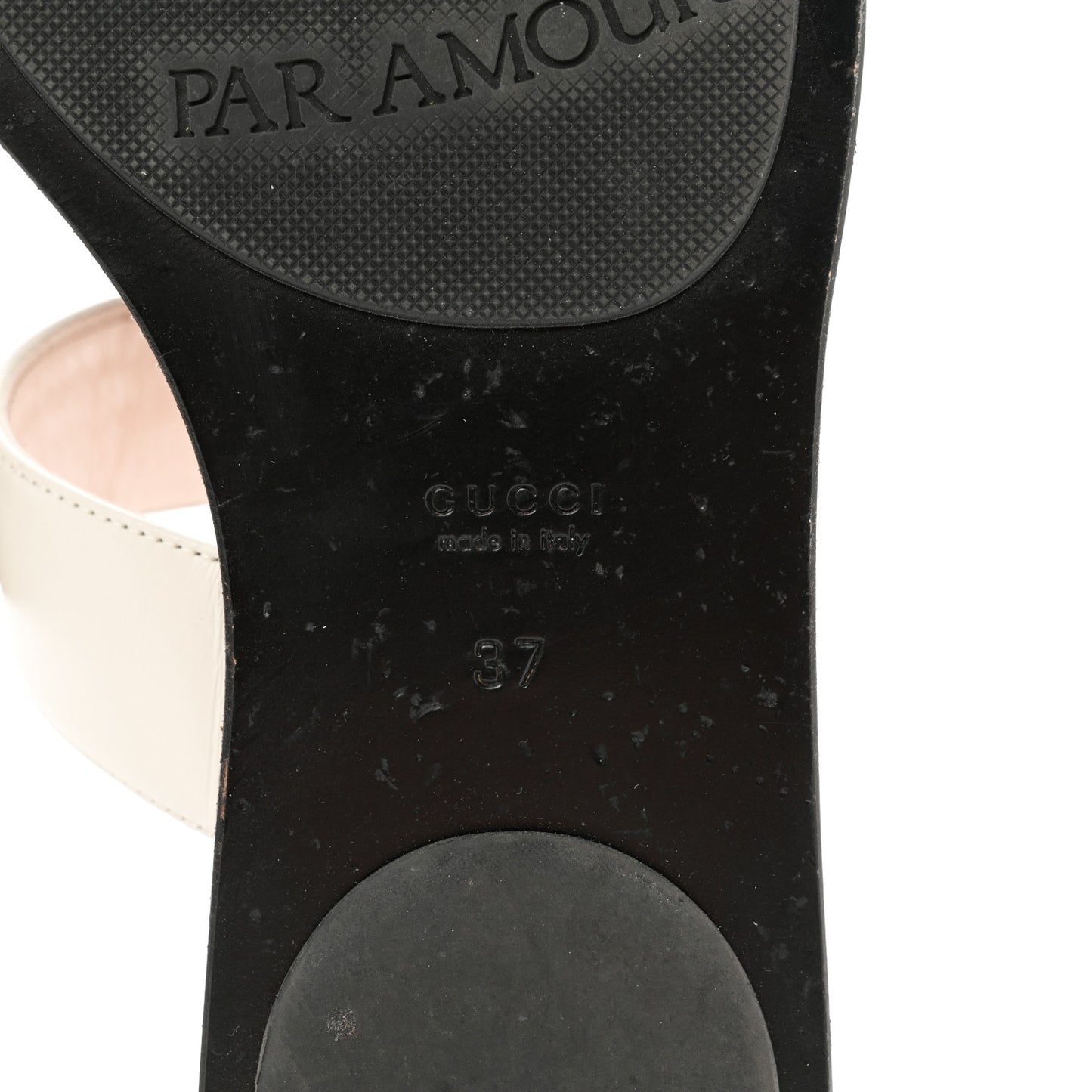 Calfskin GG Marmont Thong Sandals 37 Mystic White