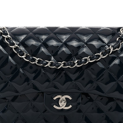 Chanel Patent Quilted Jumbo Double Flap Navy 8 of 11