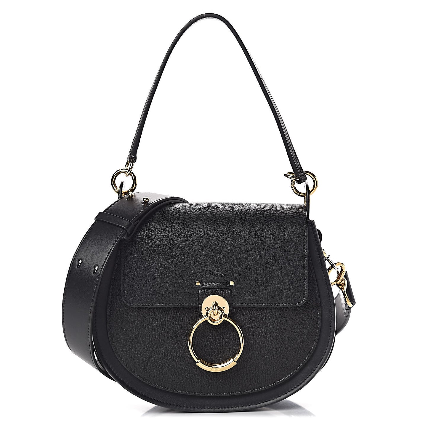 Grained Calfskin Large Tess Bag Black