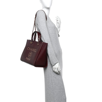 Chanel Caviar Small Studded Deauville Tote Burgundy 2 of 10