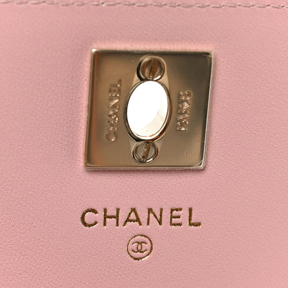 Chanel Lambskin Crystal Diamante Clutch With Chain Light Pink 5 of 11