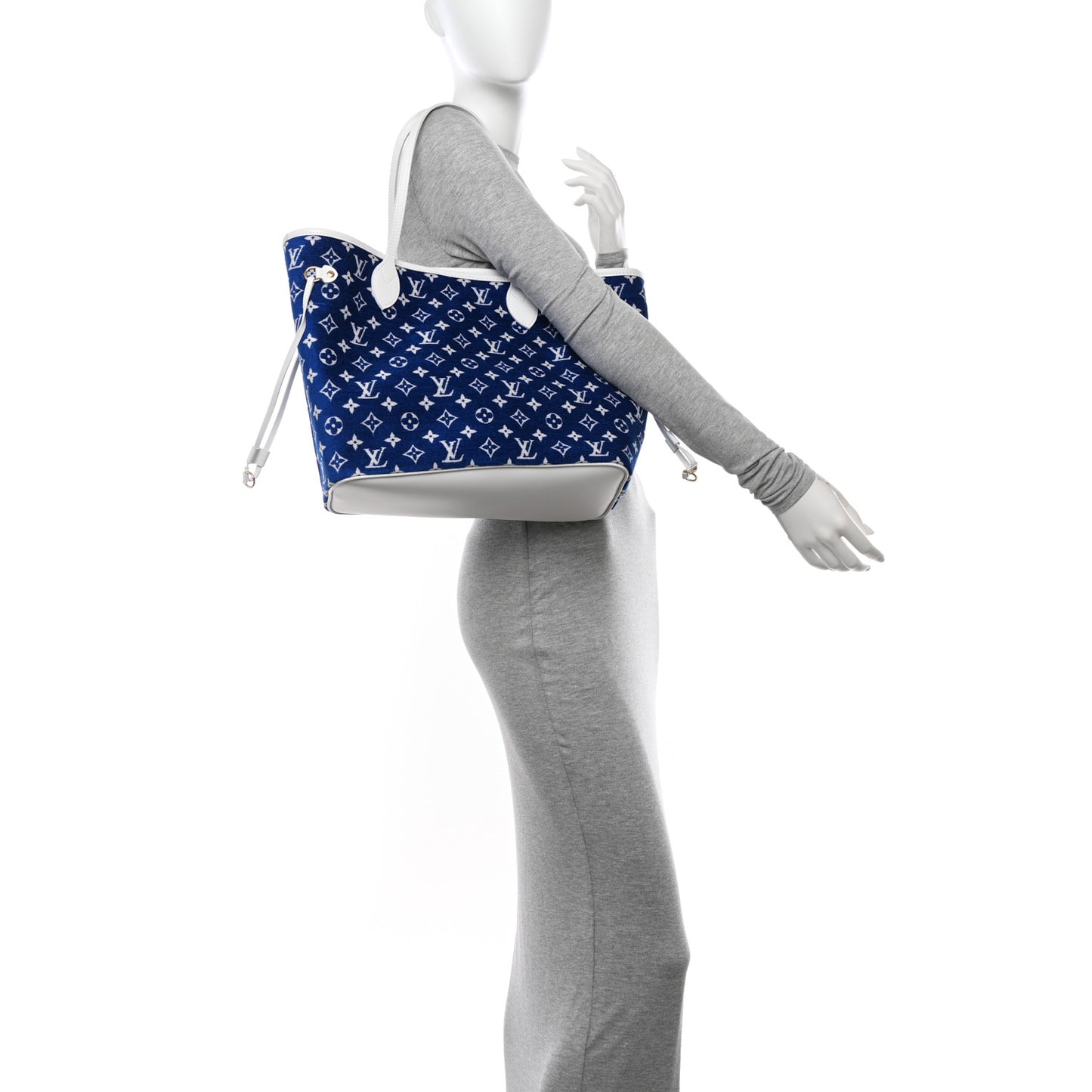 Jacquard Velvet Monogram LV Match Neverfull MM Bleu