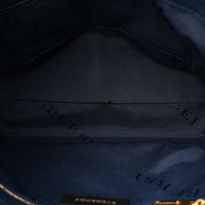 Burberry Heritage Grain Check Embossed Medium Dewsbury Tote Blue Carbon 5 of 17