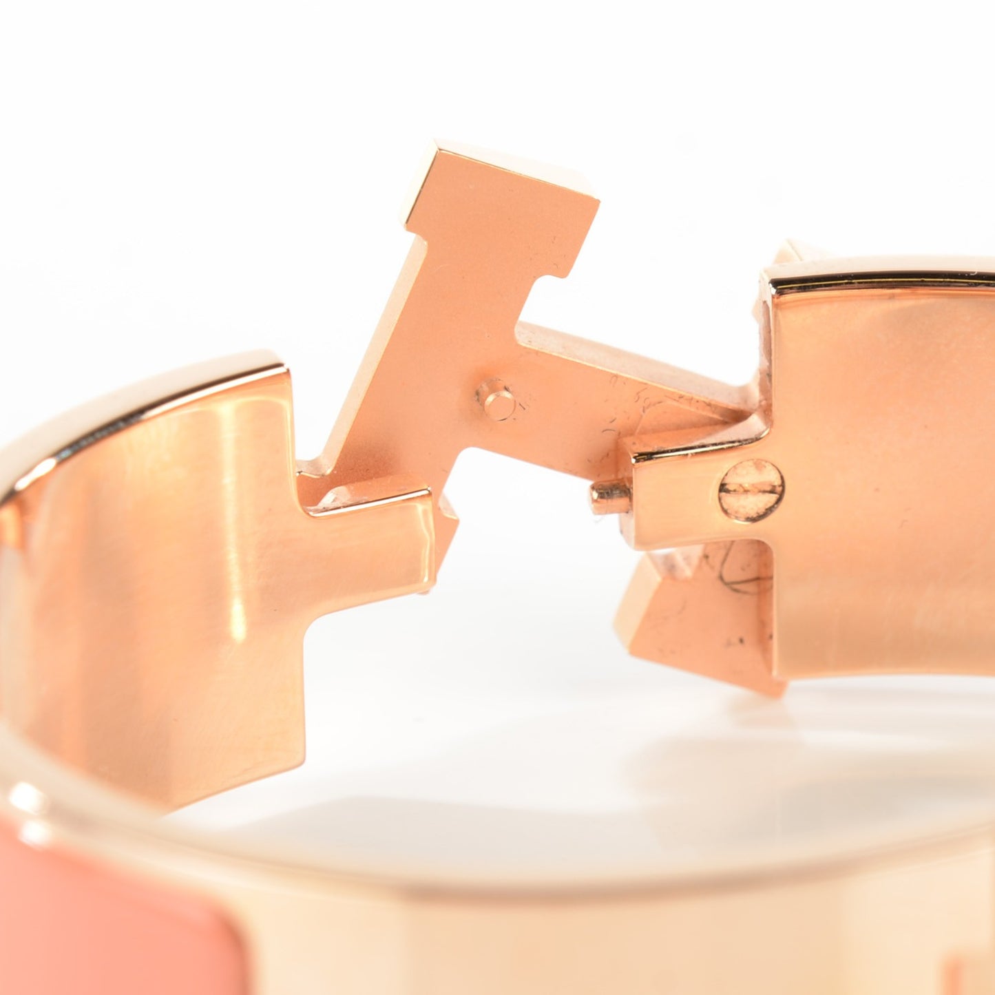 Enamel Wide Clic Clac H Bracelet GM Rose Saumon