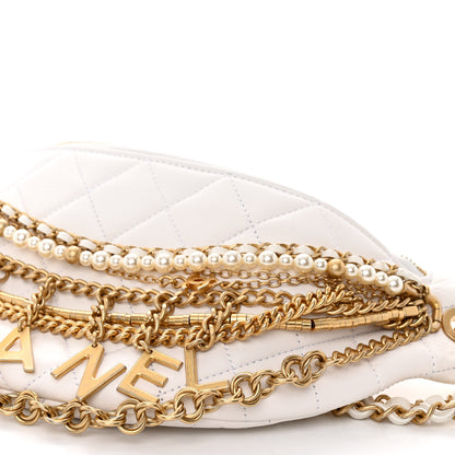 Chanel Lambskin Quilted All About Chains Waist Belt Bag White 10 of 11
