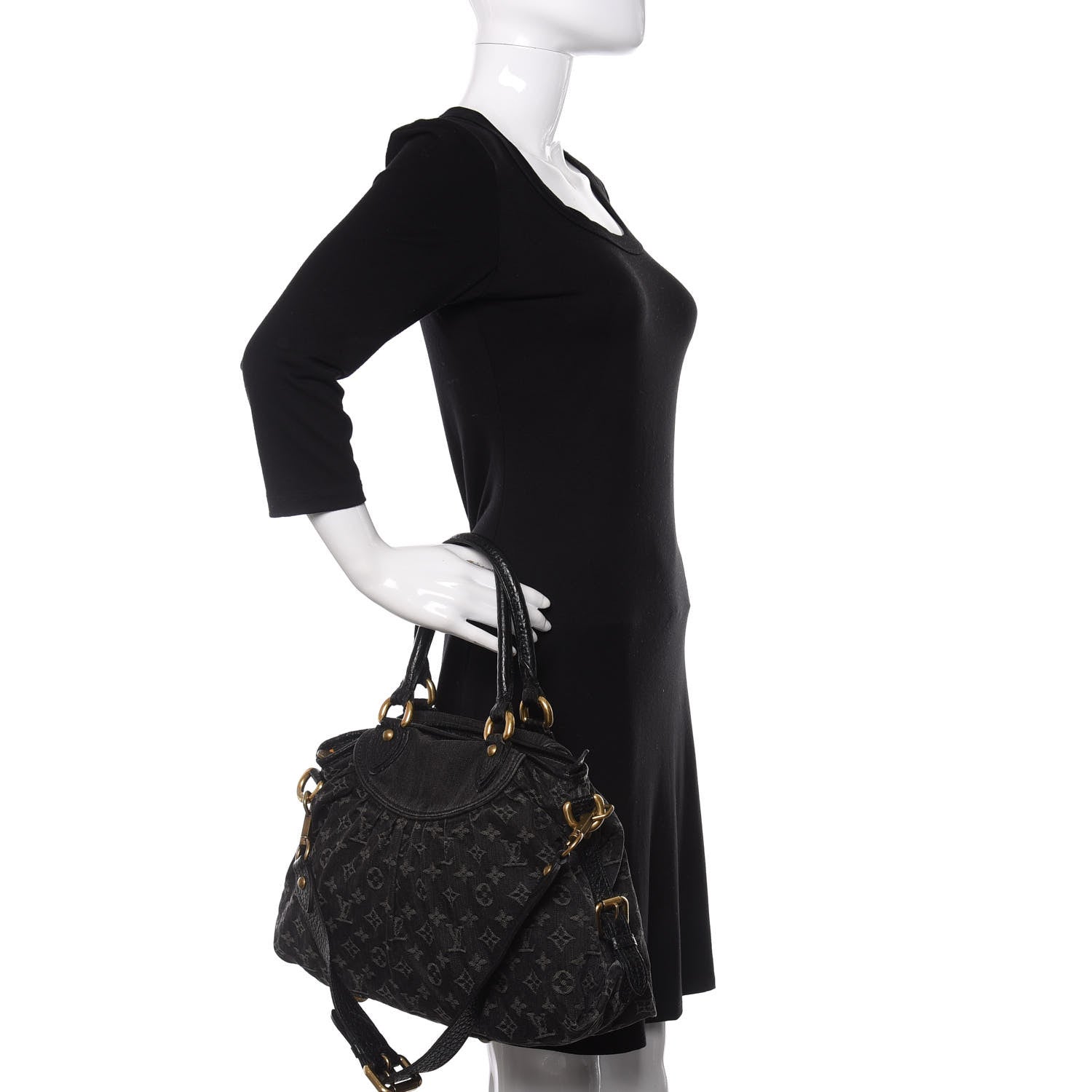 Louis Vuitton Denim Neo Cabby MM Black 2 of 14