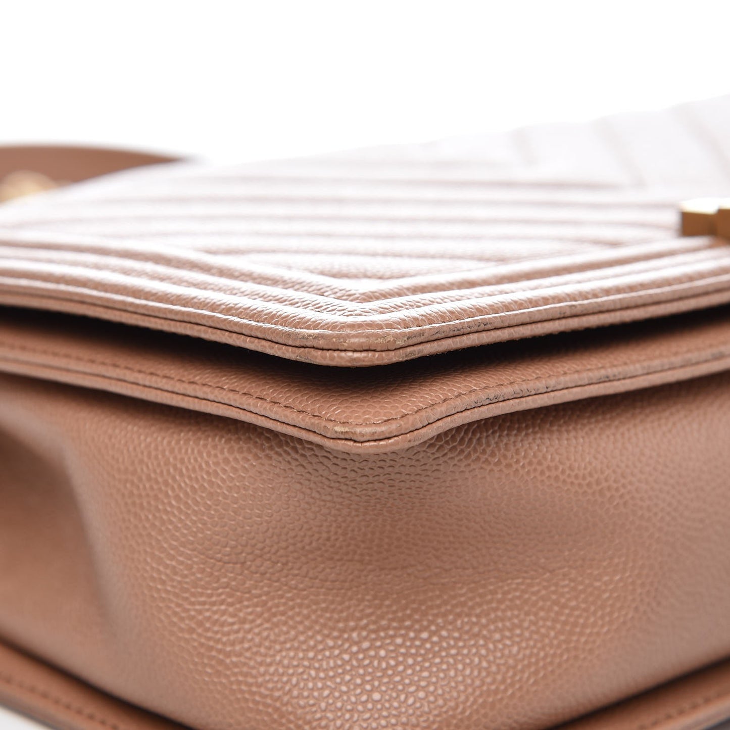 Caviar Chevron Quilted New Medium Boy Flap Light Brown