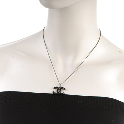 Chanel Ruthenium Baguette Crystal CC Necklace Black 2 of 4