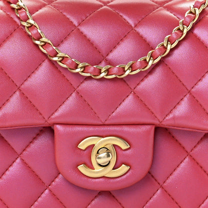 Chanel Iridescent Lambskin Quilted Mini Top Handle Rectangular Flap Red 9 of 13