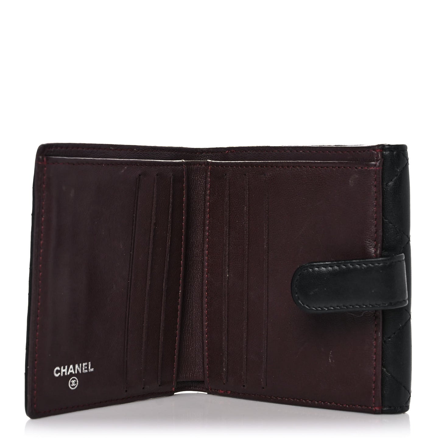 Lambskin Quilted Compact French Flap Wallet Black