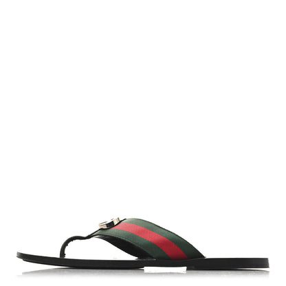 Gucci Nylon Calfskin Web Mens GG Thong Sandals 11 Green Red Black 1 of 11
