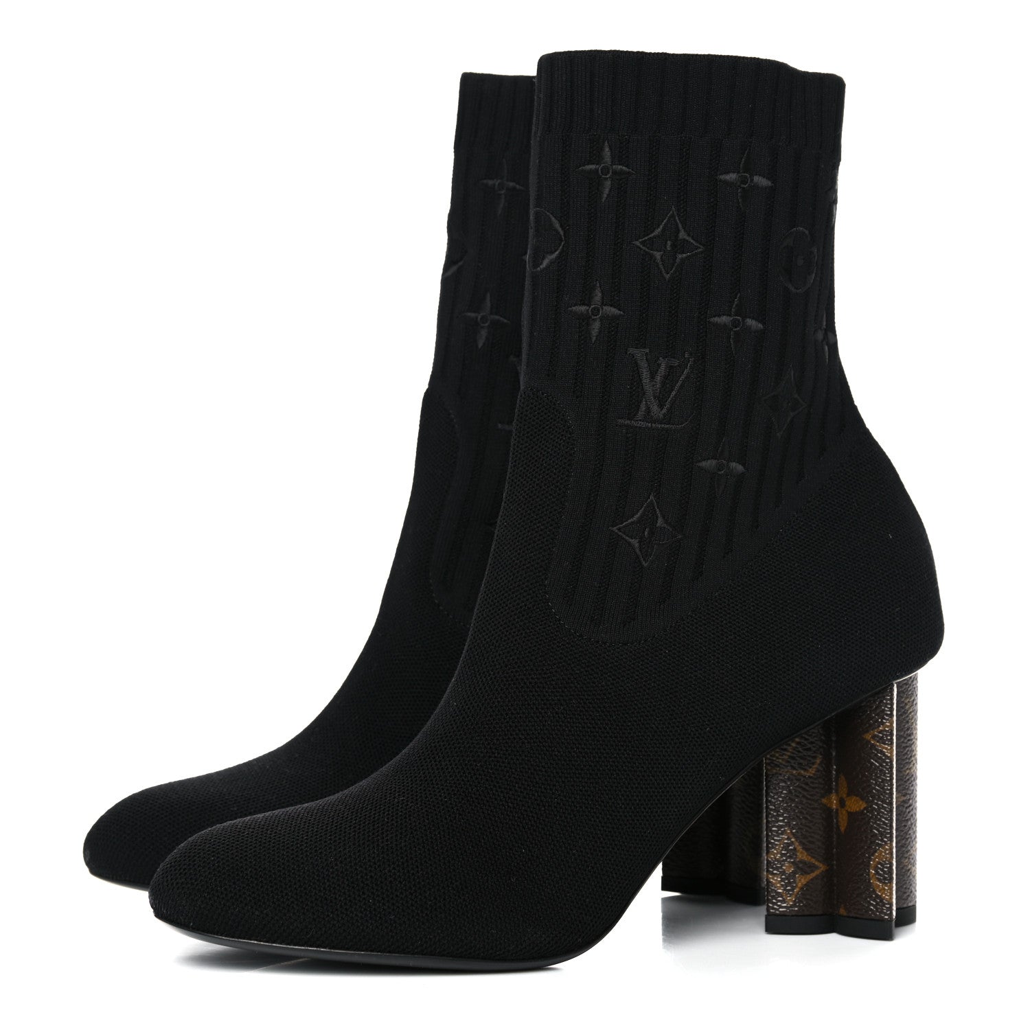 Louis Vuitton Monogram Stretch Fabric Silhouette Ankle Boots 40.5 Black 3 of 11