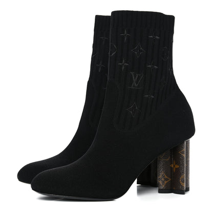 Louis Vuitton Monogram Stretch Fabric Silhouette Ankle Boots 40.5 Black 3 of 11