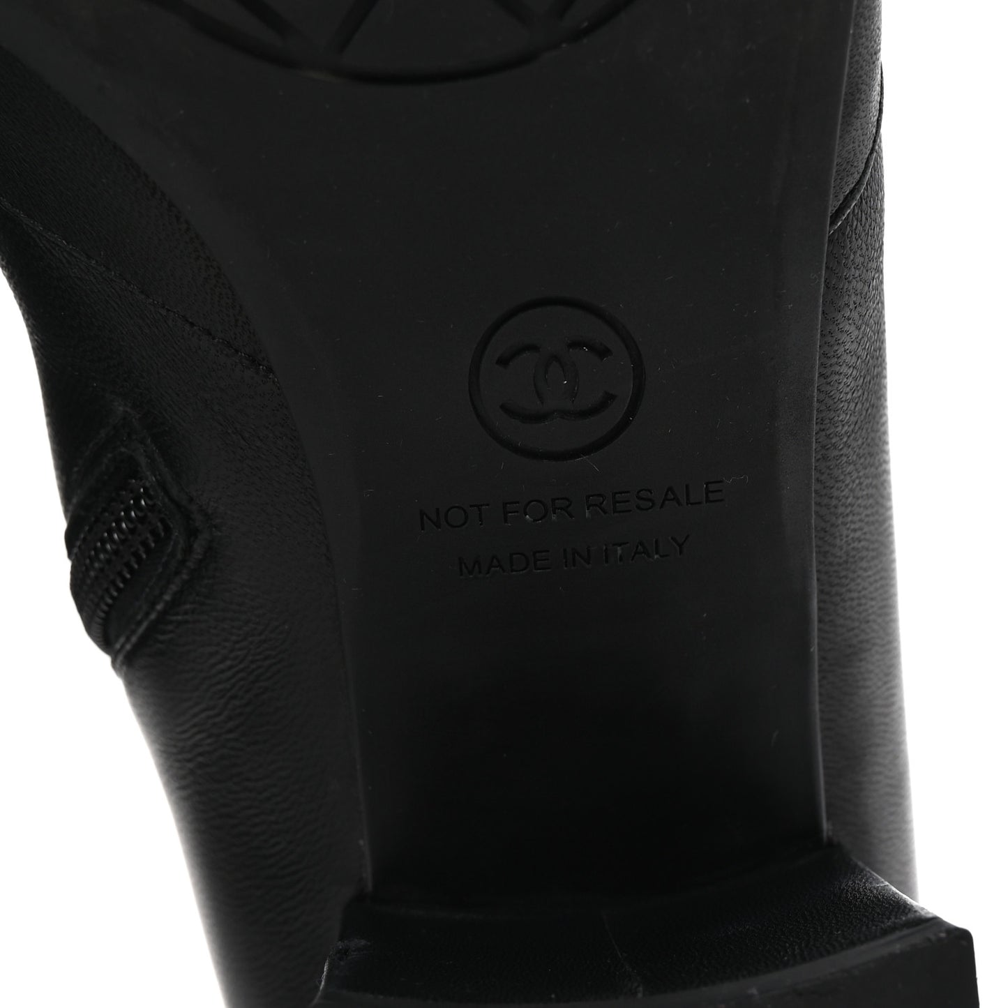 Stretch Lambskin Cap Toe CC Short Boots 38.5 Black