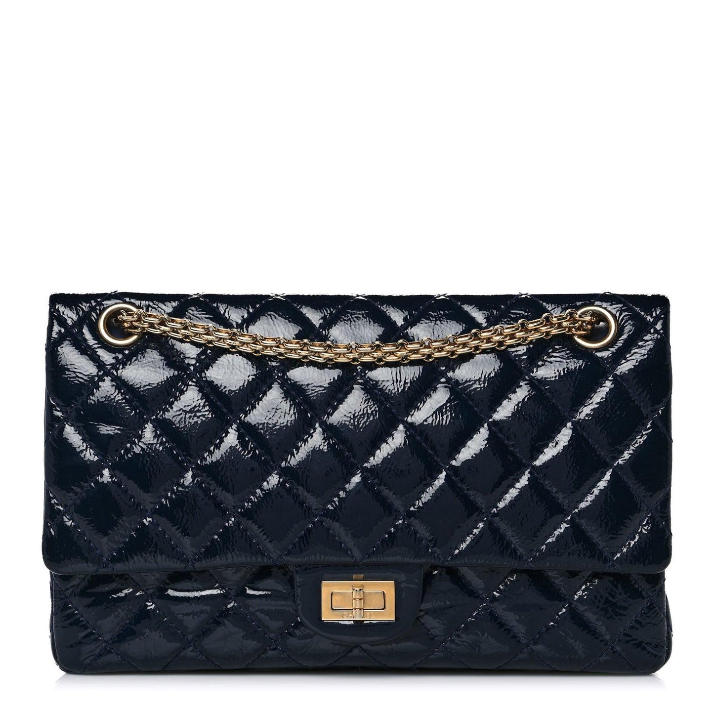 Distressed Patent Quilted 2.55 Reissue 226 Flap Navy