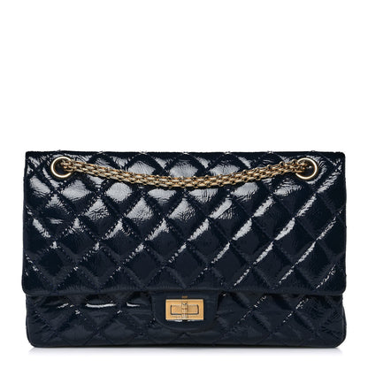 Chanel Distressed Patent Quilted 2.55 Reissue 226 Flap Navy 1 of 15