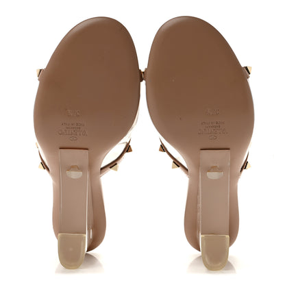 Valentino Garavani Patent Plexiglass Rockstud 75mm Wedge Sandals 37.5 Rose Transparent 6 of 8