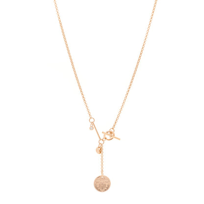 Hermes 18K Rose Gold Diamond PM Ex-Libris Pendant Necklace 1 of 6
