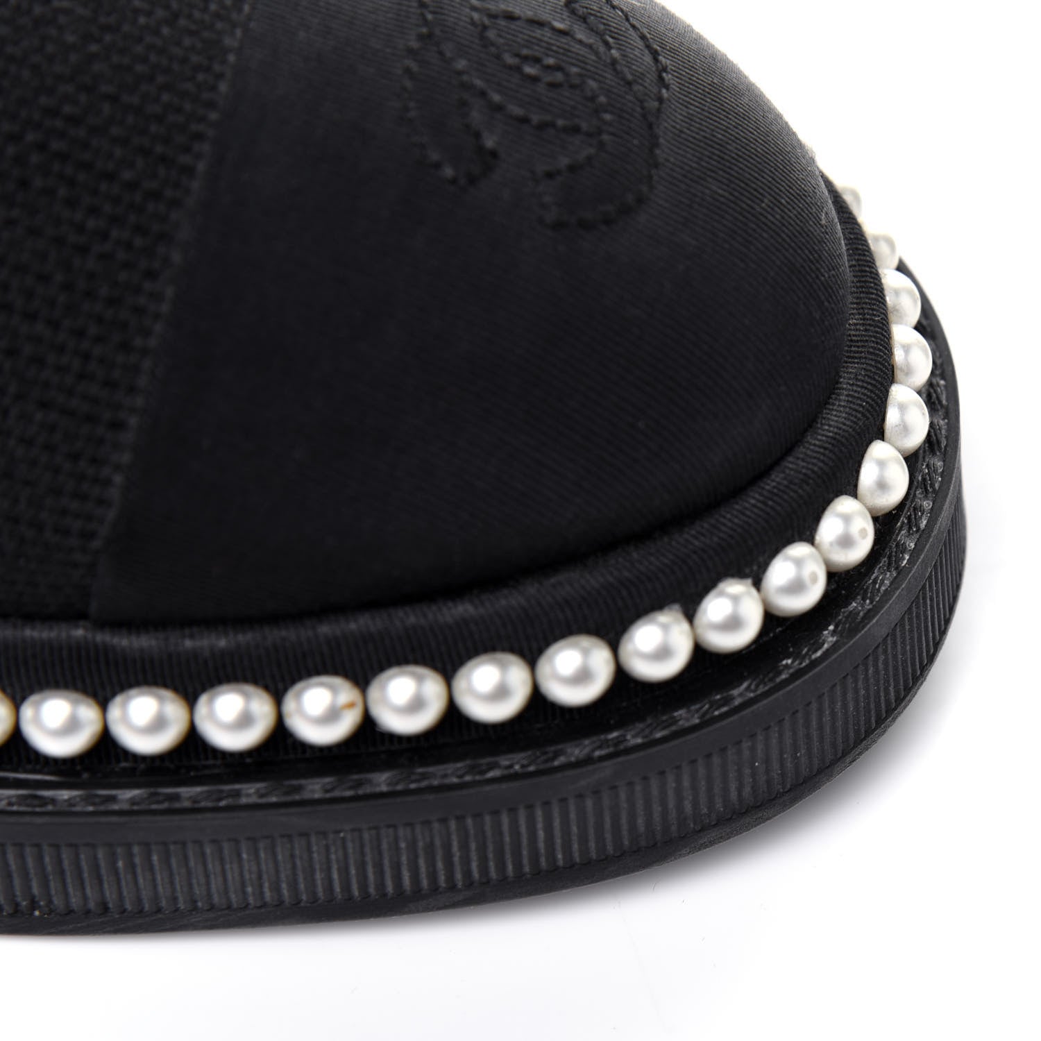 Chanel Stretch Fabric Grosgrain Pearl Cap Toe CC Moccasin Loafers 39 Black 11 of 13