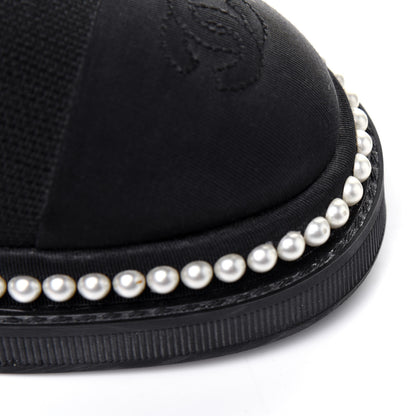 Chanel Stretch Fabric Grosgrain Pearl Cap Toe CC Moccasin Loafers 39 Black 11 of 13