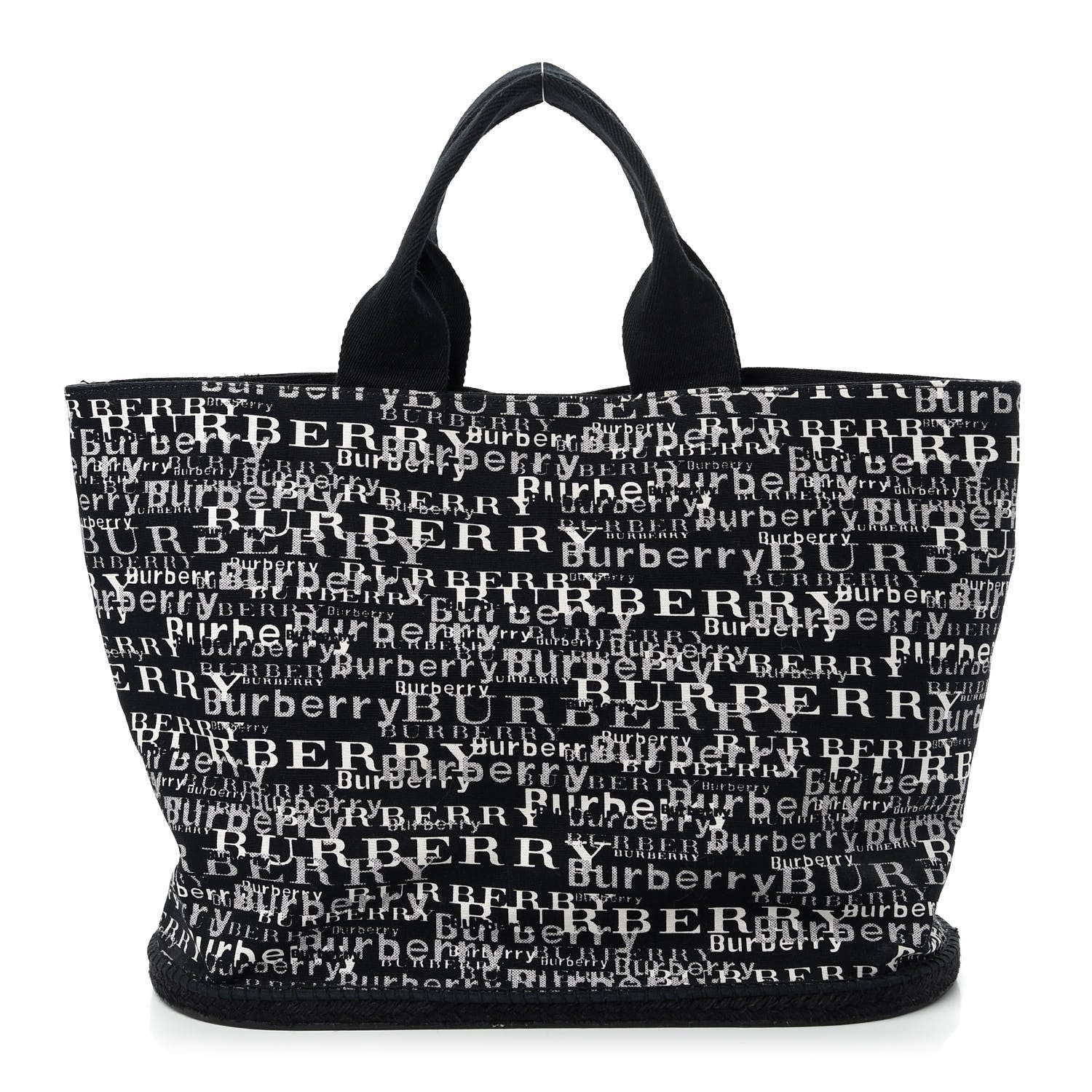 Burberry Canvas Logo Tote Black White 1 of 9