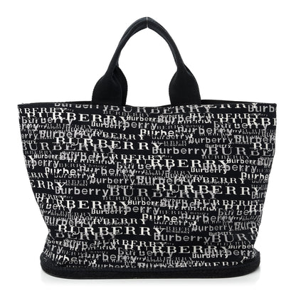 Burberry Canvas Logo Tote Black White 1 of 9