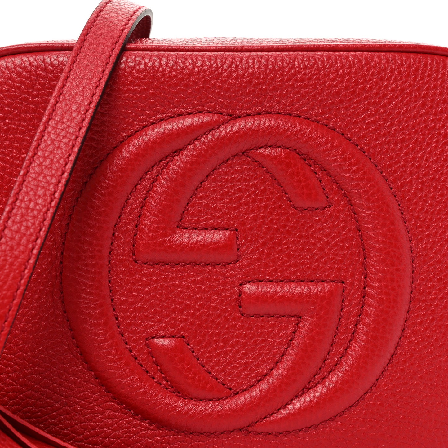 Pebbled Calfskin Small Soho Disco Bag Vibrant Red